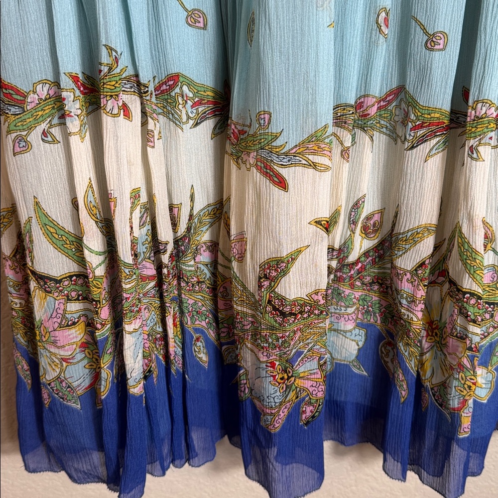 VINTAGE Silk Chiffon Pleated Midi Skirt Spirit by Coldwater Creek Size‎ 10. - Picture 4 of 9